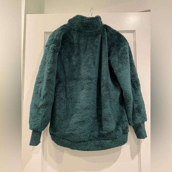 NWT! LOFT Sherpa Zip Sweatshirt, Green, size XS (fits S) - Picture 7 of 8